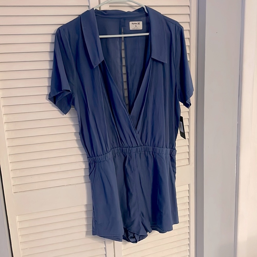 Hurley Mystic Navy Short Sleeve Shadow Romper Size XL